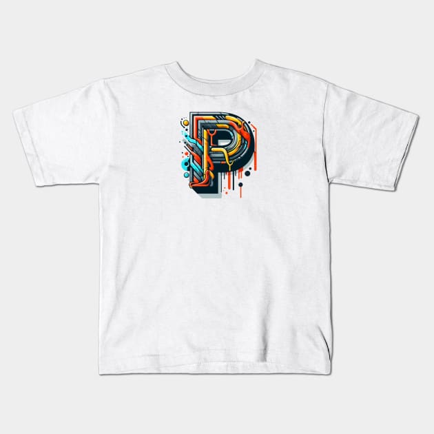 Letter P design graffity style Kids T-Shirt by grappict